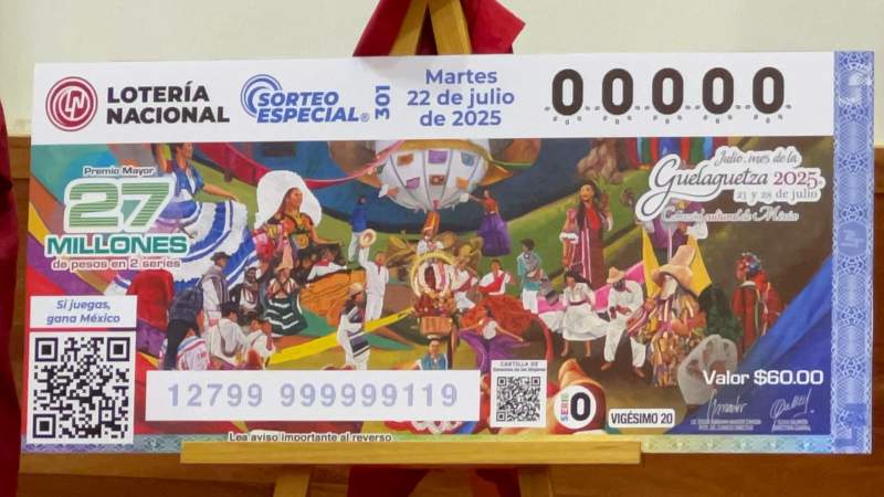 Presenta la Lotería Nacional su Billete alusivo de la Guelaguetza