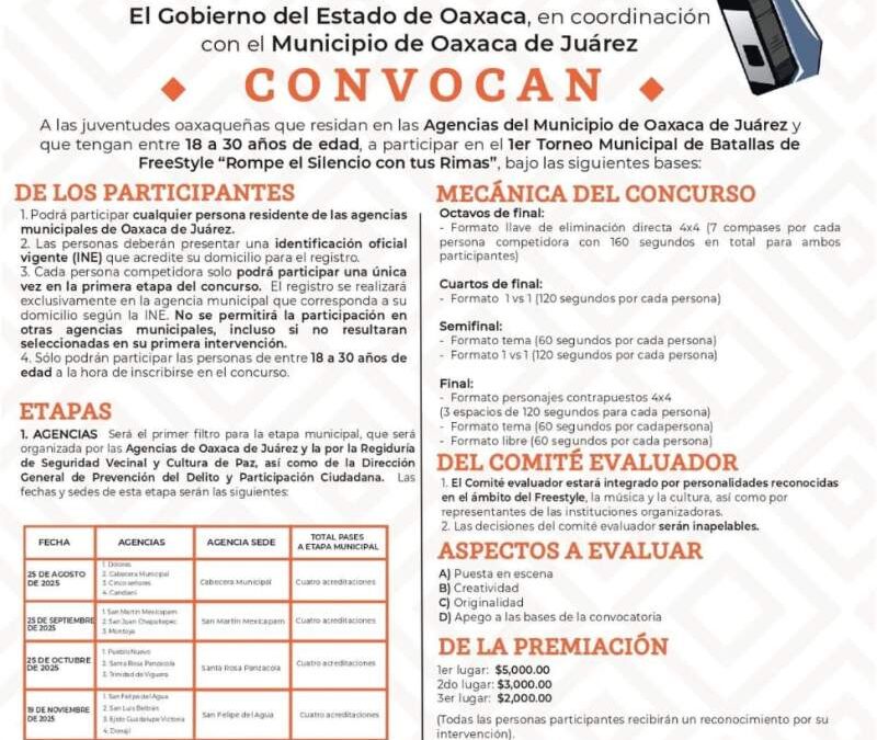 Convocan al Primer Torneo Municipal de Batallas de FreeStyle “Rompe el Silencio con tus Rimas”