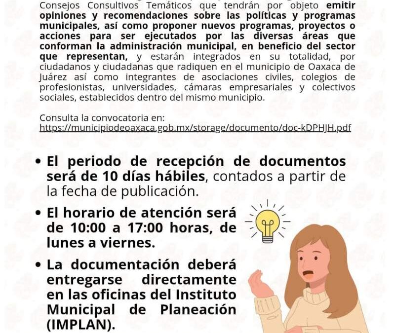 Oaxaca de Juárez lanza convocatoria para integrar Consejos Consultivos Temáticos