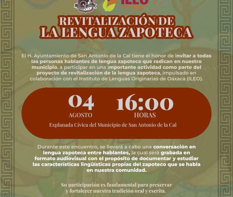 San Antonio de la Cal Impulsa la revitalización de la lengua zapoteca