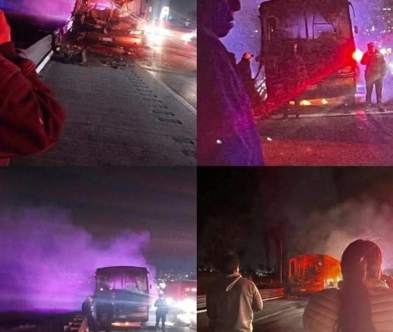 Se incendia autobús que traía pasajeros a Huautla de Jiménez