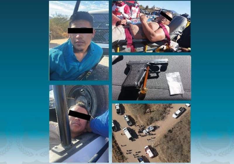 Detienen C5i Oaxaca y Policía Estatal a dos masculinos presuntamente relacionados con una agresión armada en San Francisco Lachigoló